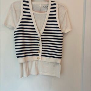 J.Crew Navy and Cream Striped Linen Vest and t- shirt
